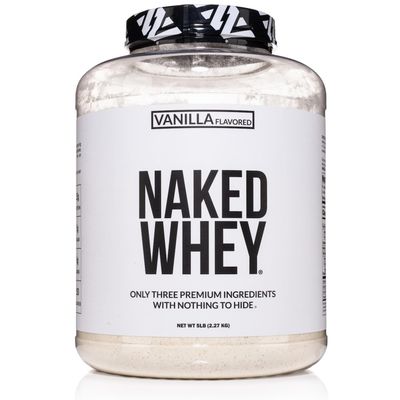 Naked Vanilla Whey Protein Powder - All Natural Grass Fed Whey Protein Powder, Vanilla Flavor, Organic Coconut Sugar, 5Lb Bulk, GMO-Free, Soy Free, Gluten Free - 61 Servings