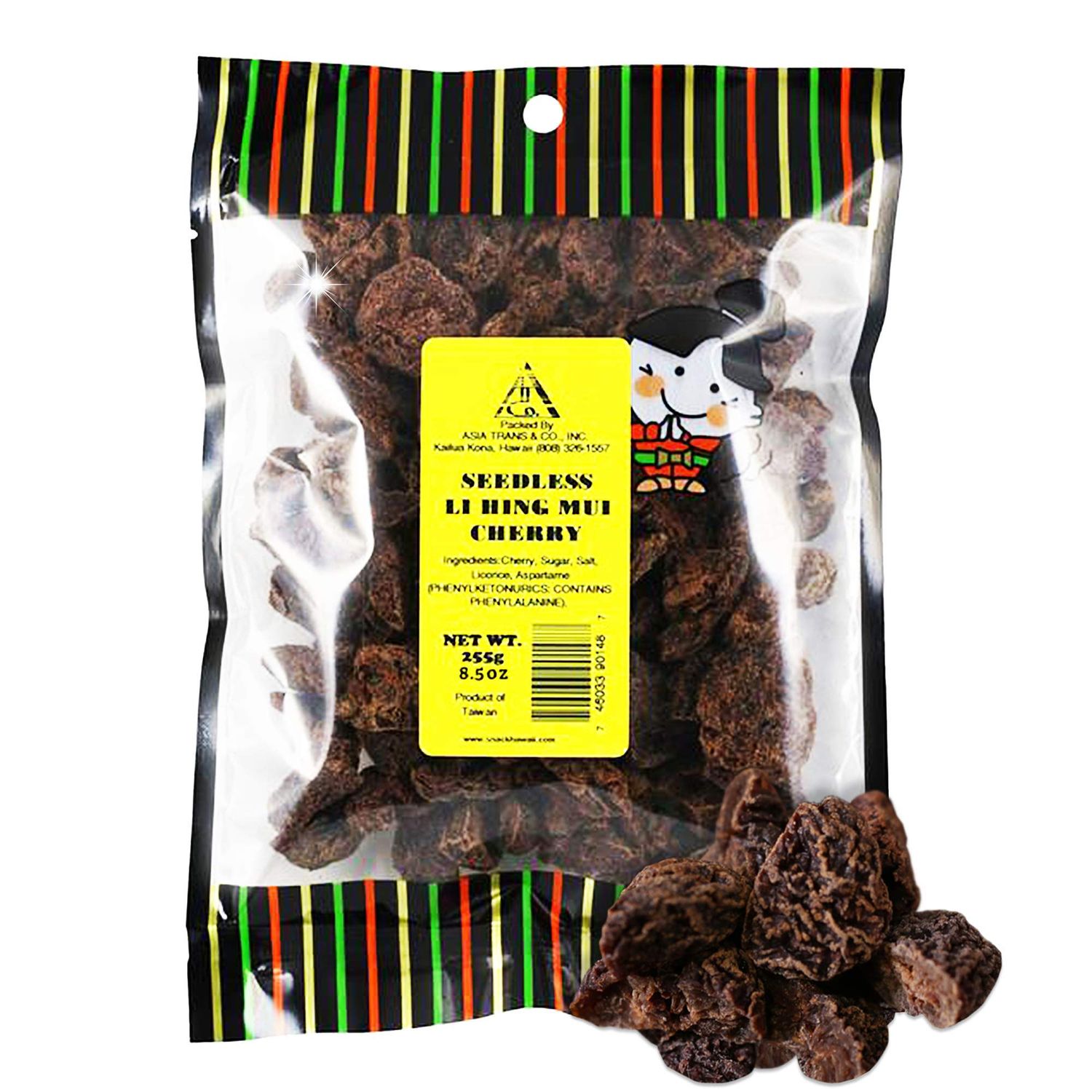 Asia Trans Seedless Li Hing Mui Cherry  Hawaiian Favorite  Naturally Sweet Dried Fruit Candy with Asian Plum Powder