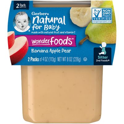 Gerber Baby Food, Banana Apple Pear, 4 Oz, 2 Ct