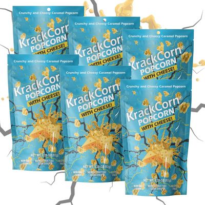 KrackCorn Cheese &amp; Caramel Popcorn. Small Batch Cheddar Caramel Popcorn for Movie Night, Family Game Night. Gluten Free Snacks. Non GMO. 3.25oz (Pack of 6)