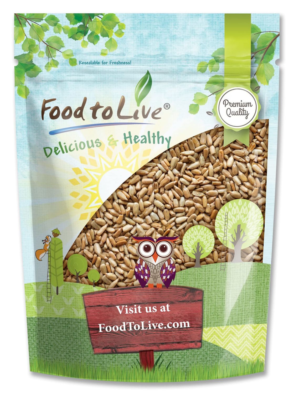 Food to Live - Dry Roasted Sunflower Seed Kernels with Himalayan Salt, 8 Ounces - Oven Roasted Lightly Salted, No Shell, Vegan, Kosher, Bulk.