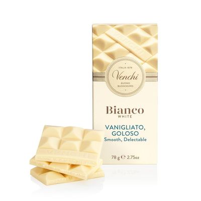Venchi White Chocolate Bar 3.52oz - Pure White Chocolate - Ideal indulgent snack or dessert - Naturally Gluten Free