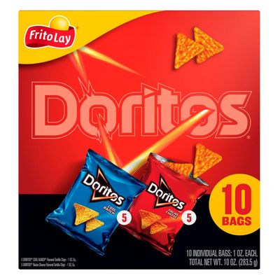 Frito-Lay Doritos Mix Variety Pack, Nacho Cheese &amp; Cool Ranch, 1oz Bags (10 Pack)