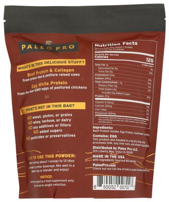 PaleoPro Protein Powder Grass-Fed, Pastured, Cage-Free Protein Gluten & Dairy Free. No Sugar, Soy, Grains or Net Carbs Paleo & Keto Friendly - 15 Servings (16 oz, Plain)