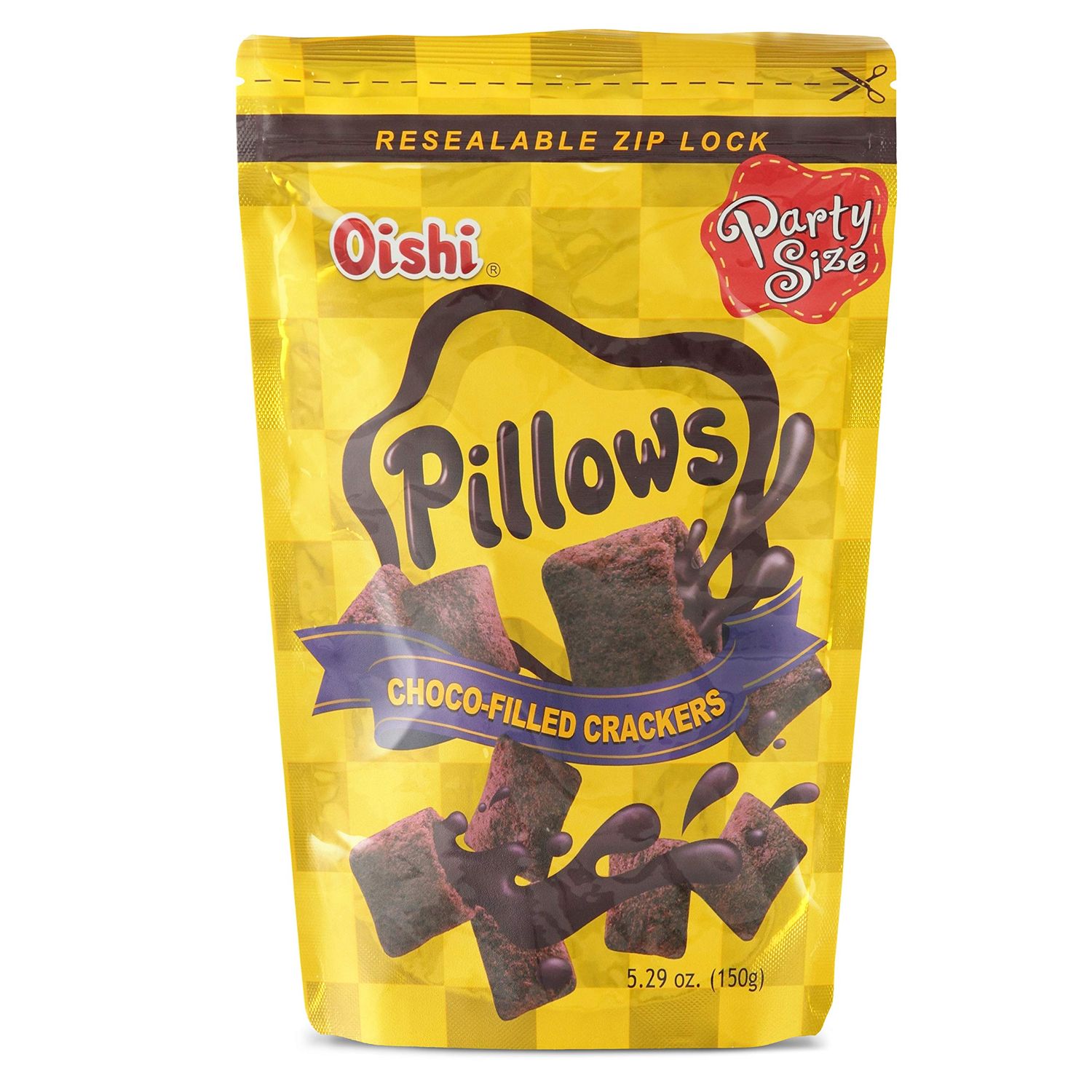 Oishi Pilows Choco-Filled Crackers Party Size, 5.29 oz, 4 Packs