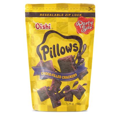 Oishi Pilows Choco-Filled Crackers Party Size, 5.29 oz, 4 Packs