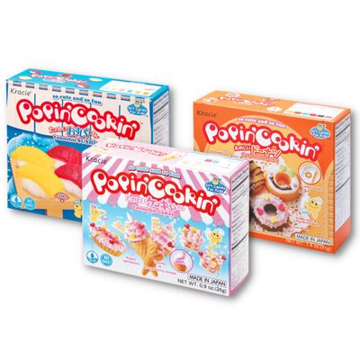 Popin&#39; Cooking Kracie Gummy Kit - 3 Pack Variety Pack Gummy Land, Sushi, and Donut, Assortment Set for Kids Fun Make Japanese Candy