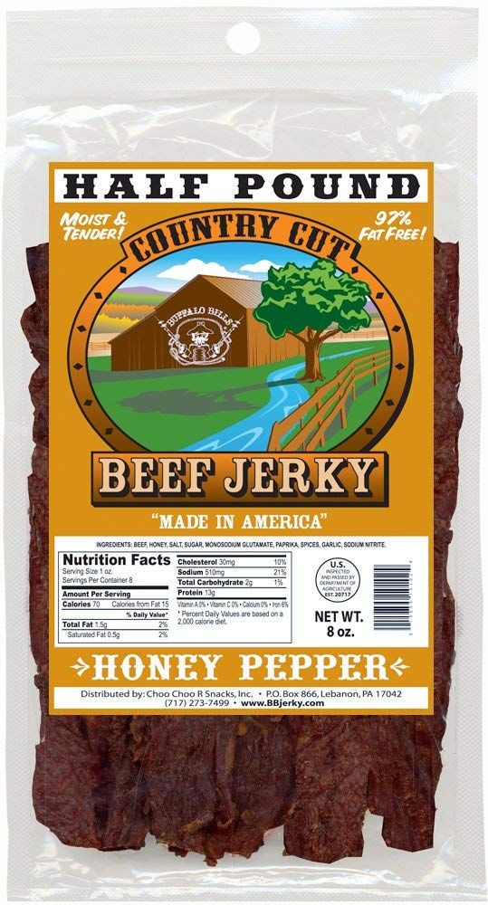 Buffalo Bills 8oz Honey Pepper Country Cut Beef Jerky Pack (made w/natural honey &amp; black pepper)