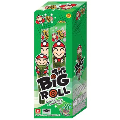 Big Roll Grilled Seaweed Snacks by Tao Kae Noi, Original Flavor Grilled Seaweed Rolls, Healthy Nori Sheet Rolls for Kids and Adults, Nori Snacks, 6 pack, 3g Bags