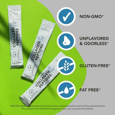 AMANDEAN Collagen Peptides Powder Packets  30 Individual Stick Packs  Grass-Fed Hydrolyzed Collagen Protein  Unflavored, Easy to Mix  Travel Friendly  Promotes Healthy Gut, Skin, Hair, Nails.