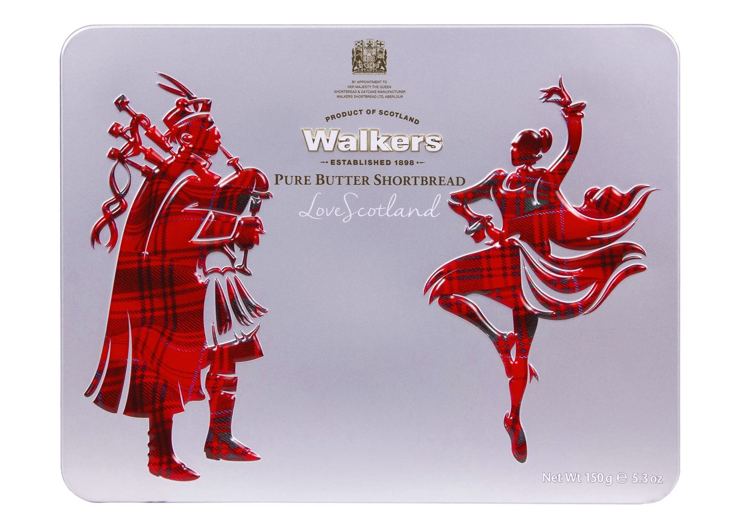 Walker&#39;s Shortbread Scottish Icon Piper &amp; Highland Dancer Holiday Tin, All-Butter Shortbread Cookies, 5.3 Oz Tin