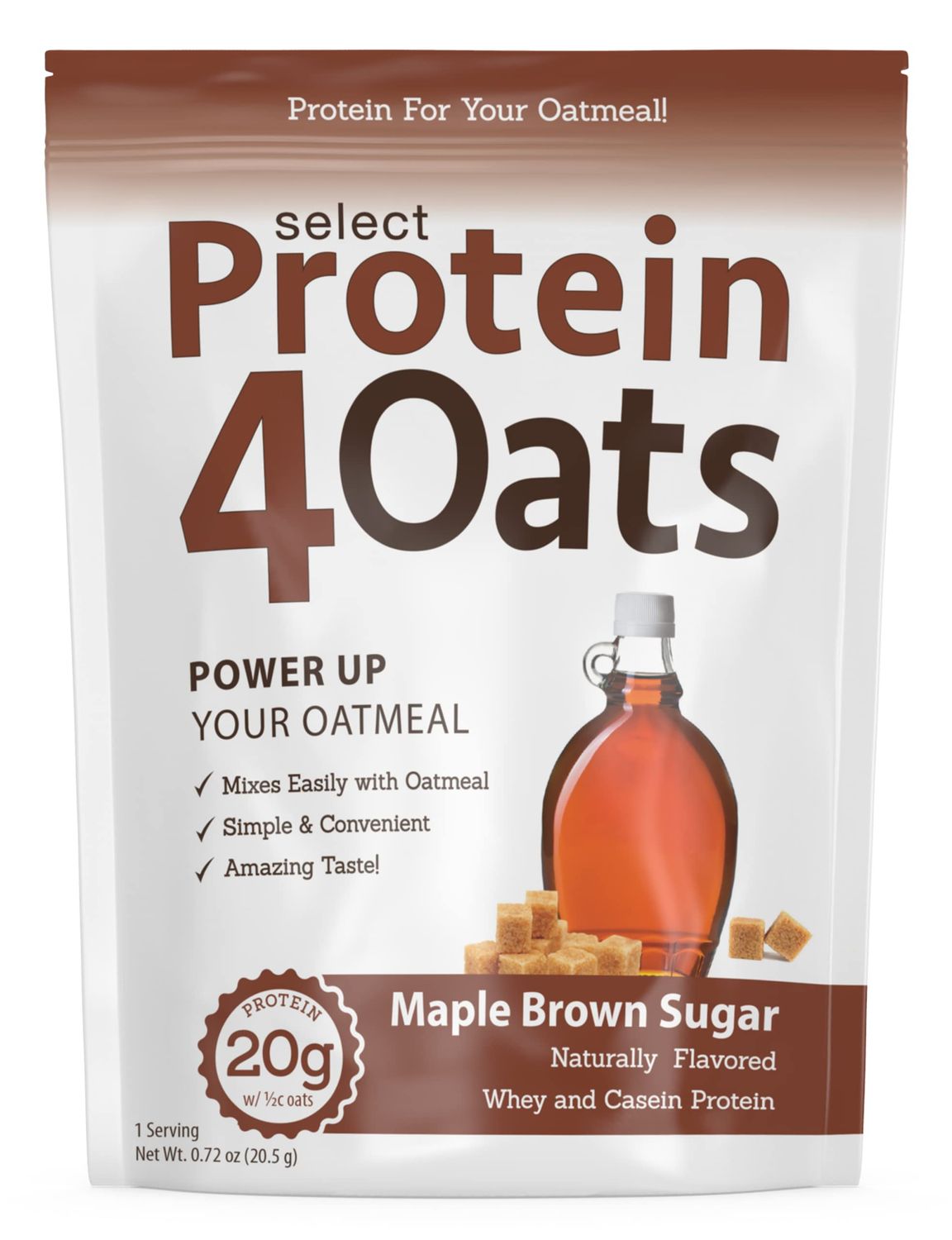 PEScience Protein4Oats, Maple and Brown Sugar, Protein Powder for Oats, Whey &amp; Casein Blend, High Protein Snacks for Instant Oatmeal, 12 Servings