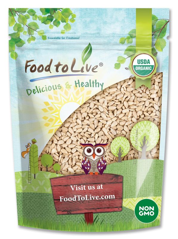 Food to Live - Organic Sunflower Seeds, 2 Pounds - Hulled, Raw, Non-GMO, Dried Kernels, Unsalted, Kosher, Vegan, Keto, Paleo, Sirtfood, Bulk
