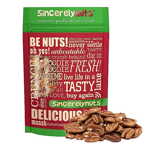 Sincerely Nuts - Raw Pecans (No Shell)  One Lb. Bag  Shelled Whole Pecan  Delicious Healthy Snack Food  For Baking, Snacking and Dessert Treats  Gluten Free and Kosher  Fresh Resealable Bag