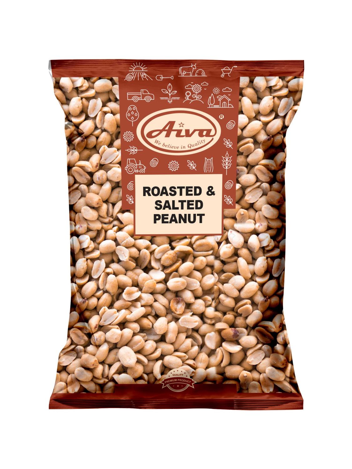 Aiva Roasted and Salted Peanuts (Premium Grade Quality) - Crunchy and Savory Snack for Snacking, Cooking, and Toppings - 10 LB