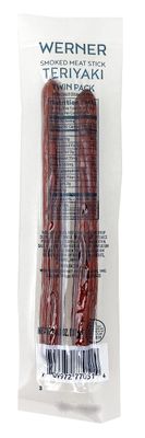 Werner Teriyaki Meat Stick Twin Pack - Pork and Beef Protein Snack 1.1 Ounce (Pack of 18)