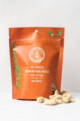Natural Air Roasted Jumbo Chili Garlic Cashews 180 Grade (1.7 OZ)