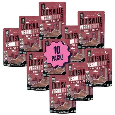 Louisville Vegan Jerky - Maple Bacon Vegan Meat - Lip-Smacking Vegan-Friendly &amp; Vegetarian Jerky - Non-GMO Soy Protein, Gluten-Free High Protein Vegan Snacks - 3 oz, 10 Pack