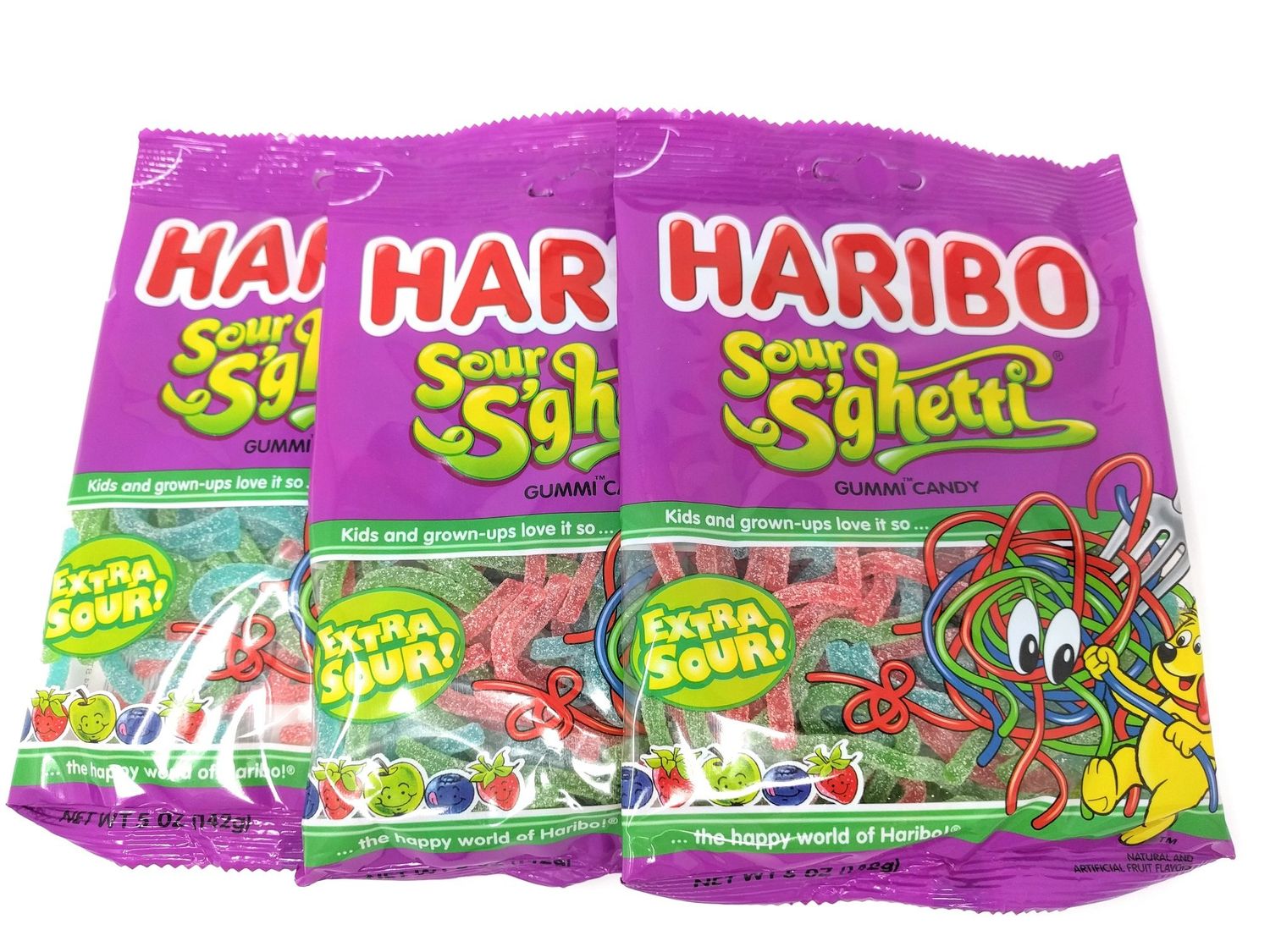 Haribo Gummies-Sour Spaghetti 5 Ounce (Pack of 3)