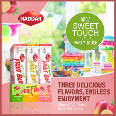 Haddar 100% Fruit Leather Bars Variety Pack (3 Pack 30 Bars) Strawberry, Mango, Pink Lemonade Made with Real Fruit No Corn Syrup No Artificial Colors or Flavors Gluten Free Certified Kosher