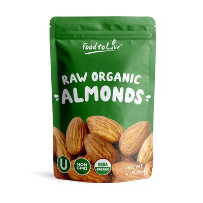 Food to Live - Organic Imported Almonds, 1 Pound Non-GMO, Whole, No Shell, Unpasteurized, Unsalted, Vegan, Kosher, Keto-Friendly.
