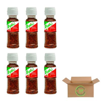 Mini Tajin Classic Seasoning with Lime, Chili &amp; Salt - Packed by Brookville Marketplace - Vegan, Gluten-Free, Mexican Chili Pocket-Sized for Travel, Perfect for Fruits, Snacks, Cocktails (Pack of 6)