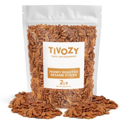 Sesame Sticks Snack, Honey Roast Flavor. Delicious and Fresh Local Honey Roasted Snacks with the Perfect Mix of Sweet and Salty Flavor for Midday Snacking, Office On-The-Go 2 Pound.