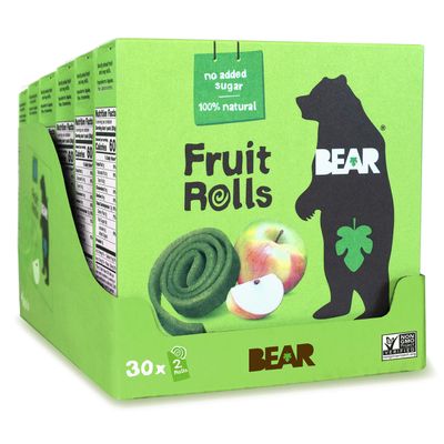 BEAR - Real Fruit Yoyos - Apple - 0.7 Ounce (30 Count) - No added Sugar, All Natural, non GMO, Gluten Free, Vegan - Healthy on-the-go snack for kids &amp; adults. (6 boxes with 5 singles in each box)