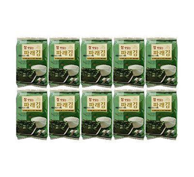 Korean Premium Roasted and Lightly Sea Salted Seasoned Seaweed &amp; Nori Individual Snack 4g (10 Pack)