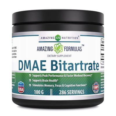 Amazing Formula DMAE Bitartrate Powder Supplement  100 Grams  286 Servings  Non-GMO  Gluten-Free  Made in USA