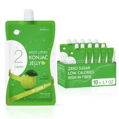Jadamsun Konjac Jelly (Apple, 10 pcs) - Lowest Calorie Healthy Korean Snack, Dietary Fiber, Sugar-Free Jelly Drink. Vegan, Low-Calorie, Gluten-Free
