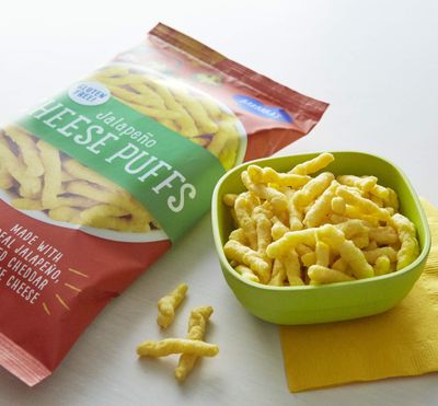 Barbara's Jalapeno Cheese Puffs, Cheese Puffed Kids Snack Made With Real Aged Cheddar and Blue Cheese, Gluten Free Snack, 7 OZ Bag