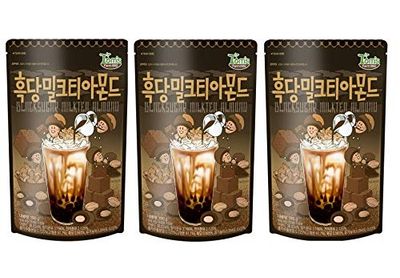 Gilim Tom&#39;s Farm Black Sugar Milk Tea Almond (190g 6.7 oz) Korea Sweet Nut Snack (3 Packs)