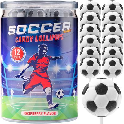 Soccer Lollipops 12pk- Soccer Candy For Soccer Party Supplies - Soccer Ball Candy For Soccer Birthday Party Decorations-Suckers,Soccer Snacks