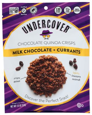 Undercover Chocolate Quinoa Crisps - Milk Chocolate  Currants Quinoa Crisps  8-Pack, 2oz Bags  Gluten Free, Nut-Free, Allergen Friendly, Kosher