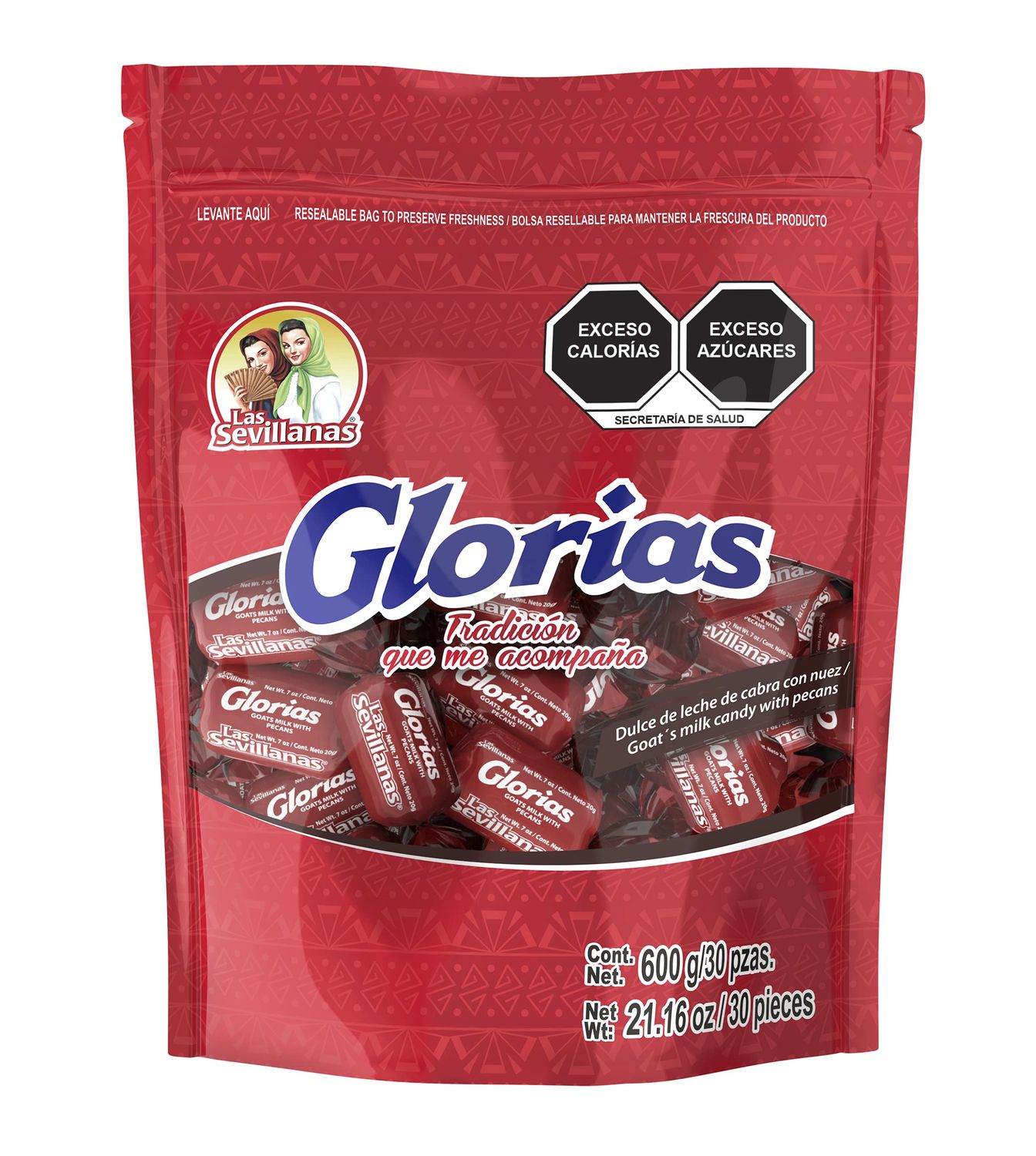 Gloria Chewy Dulce de Leche Candy Bag with Pecans - Traditional Mexican &amp; Latin Candy - Sweet Snack Treats - Arequipe, Cajeta, Caramel Sauce - Perfect for Desserts, Snacks, and Parties -10 Oz