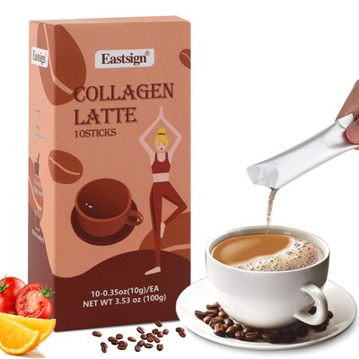 Eastsign Collagen Protein Coffee Powder, 10gx10 Packs, Instant Coffee, Organic Protein Coffee, Superboost Supplement (100g)