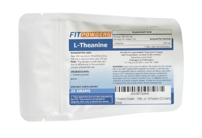 FitPowders L-Theanine Powder 100% Pure, Non-GMO, Vegan, Gluten Free Theanine Powder Supplement (Multiple Sizes) Mood and Cognitive, Stress Relief and Relaxation, Scoop Included (25 Grams)