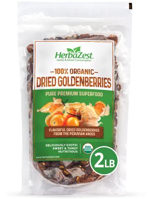 HerbaZest Goldenberries Dried Organic (32oz) - USDA Certified Organic - Vegan, Non-GMO &amp; Gluten Free - Deliciously Exotic, Perfect for Snacks, Baked Goods, Yogurt, Cereal &amp; Smoothies