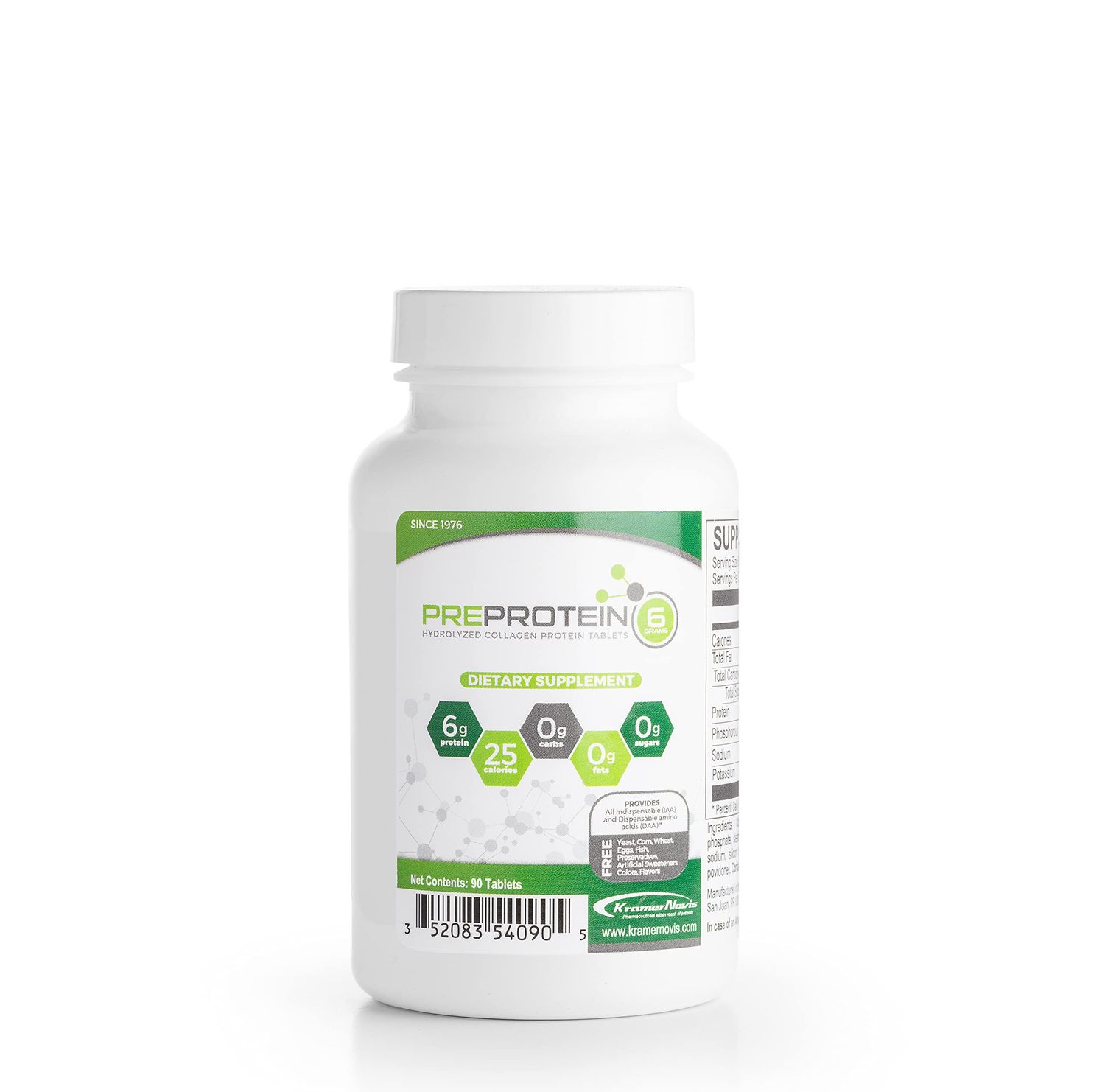 PreProtein Unflavored Hydrolyzed Collagen Protein Sugar-Free Fat-Free Carb-Free, Amino Acids Protein Tablets, Used by Healthcare Systems, 90 Tablets