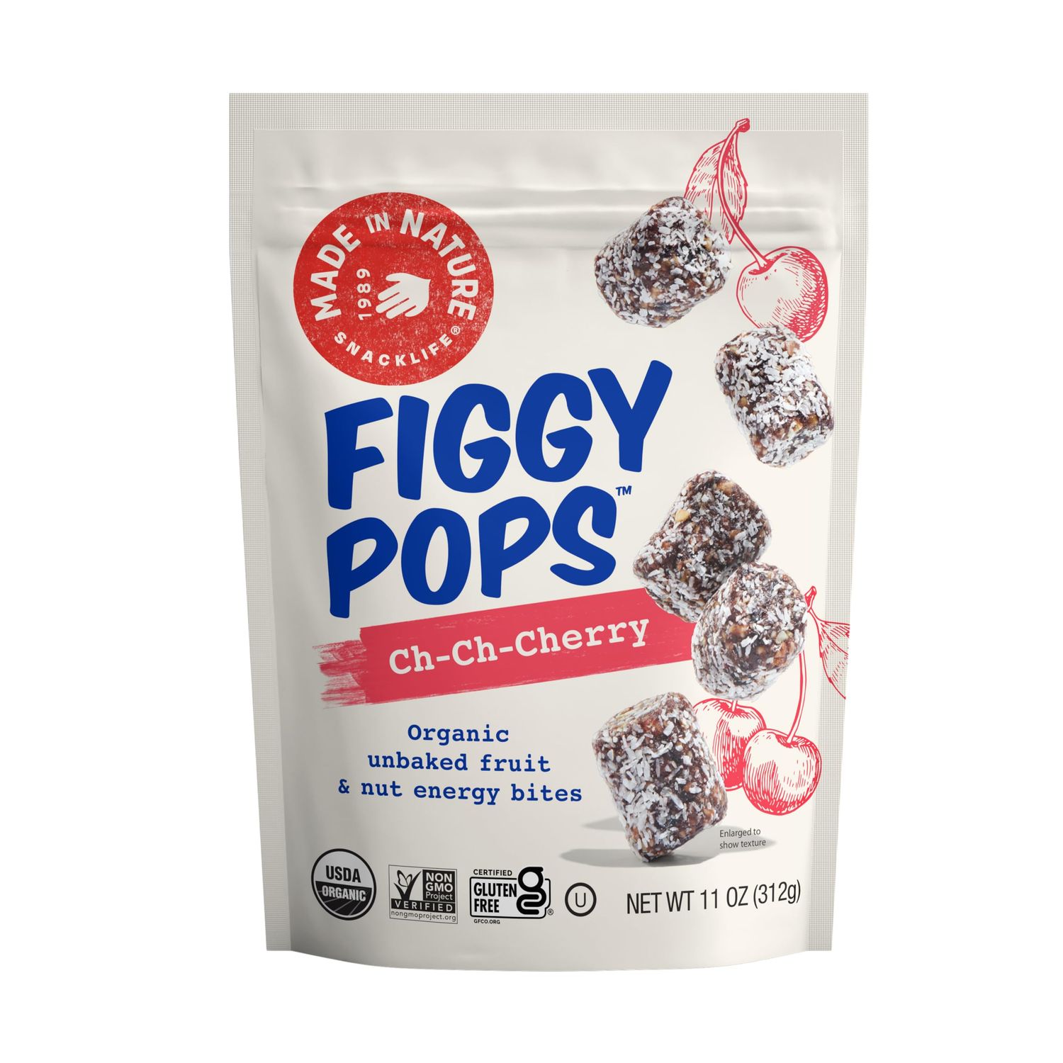 Made In Nature Organic Figgy Pops, Ch-Ch-Cherry, 11 Ounce (Pack of 1) - Unbaked Fruit &amp; Nut Energy Bites, Non-GMO, Gluten Free, Vegan