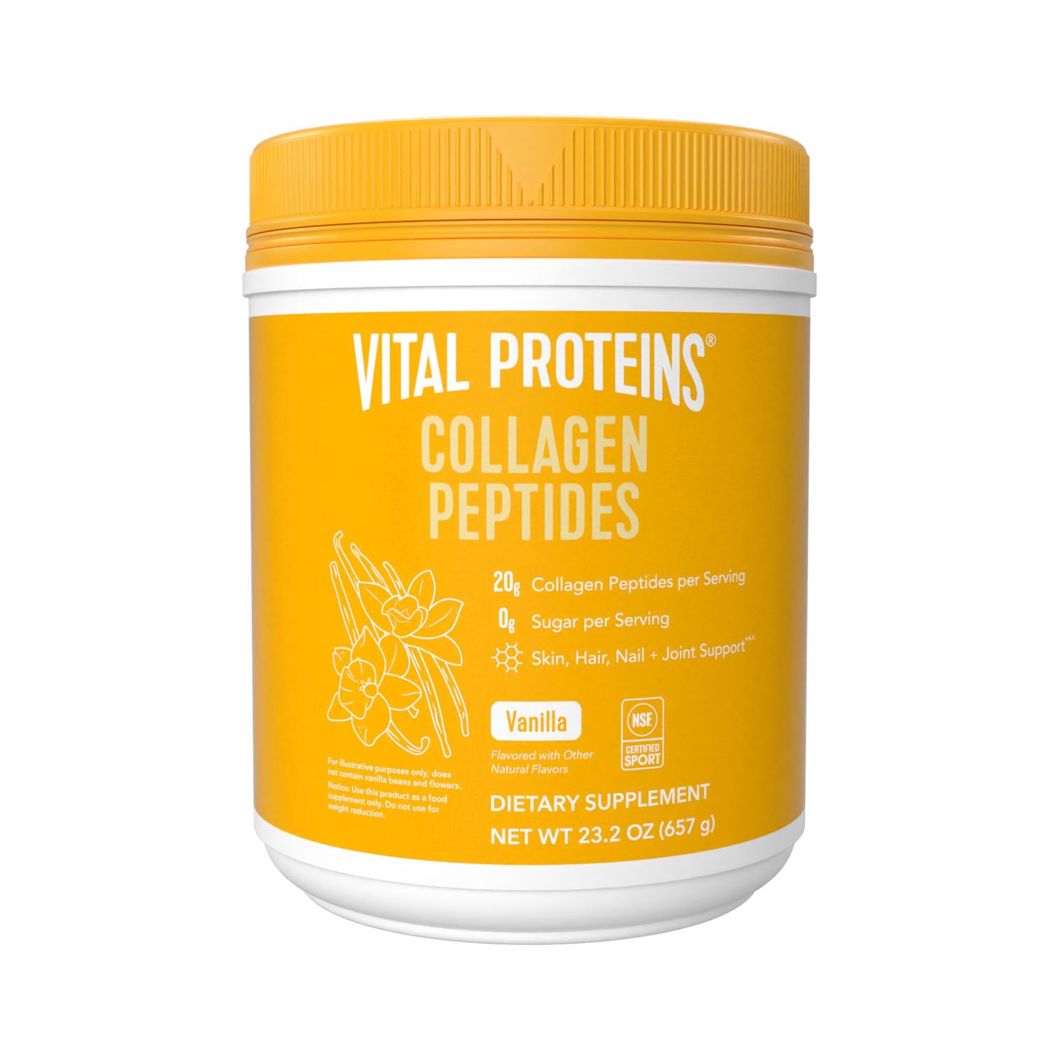 Vital Proteins Grass Fed Collagen Peptides Powder, Helps Support Healthy Hair, Skin, Nails, Bones and Joints - Hydrolyzed Collagen - Vanilla 23.2 oz