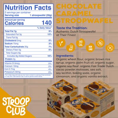 Stroop Club Chocolate Caramel Delights Cookies  Organic Waffles and Plant Based  Vegan Healthy Snacks Stroopwafels - 3 x Pack of 8 Waffles (24 Waffle Cookies)