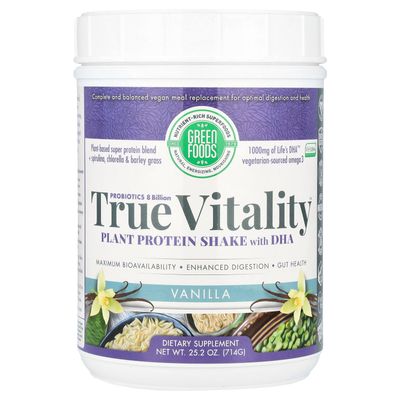 Green Foods True Vitality Plant Protein Shake, Vanilla, 25.2 Ounce