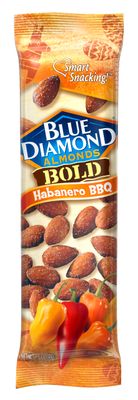 Blue Diamond Almonds, BOLD Flavored Habanero BBQ On-The-Go Snack Nuts Perfect for Road Trips, Lunches, Kids and Adults, 1.5 Single Serving Tubes, 12 Pack