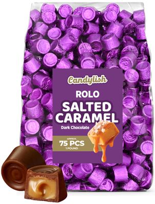 ROLO Salted Caramels in Dark Chocolate, 1 LB Bag - Sweet and Salty Gourmet Candy, Individually Wrapped in Purple Foil, Bulk Candy, Approx 75 Pieces