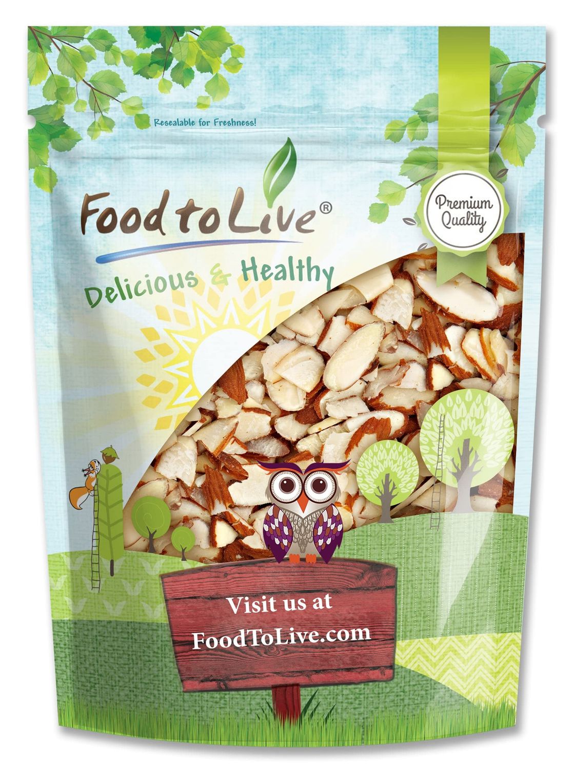 Food to Live California Natural Sliced Almonds, 4 Pounds - Raw Unblanched Almond Nuts, Kosher, Vegan, Keto, Bulk. High in Protein, Dietary Fiber, Vitamin E. Great for Desserts, Salads, Granola