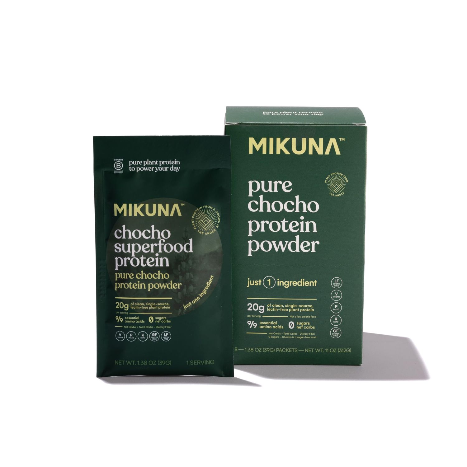 Mikuna Vegan Protein Powder (Pure Chocho, 8 Servings) - Plant Based Chocho Superfood Protein - Dairy Free Protein Powder Packed with Vitamins, Minerals &amp; Fiber - Gluten, Keto &amp; Lectin-Free