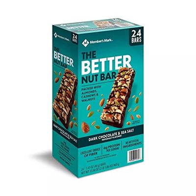 Member&#39;s Mark The Better Nut Bar, Dark Chocolate &amp; Sea Salt, 1.4 Oz (24 Count)