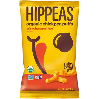 HIPPEAS Organic Chickpea Puffs  Sriracha Sunshine  4 Ounce, 12 Count  Vegan, Gluten-Free, Crunchy, Protein Snacks